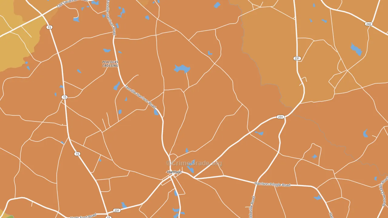 Harrison, GA Map of Burglary Rates