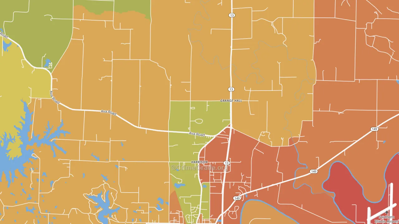 Harrison, IL Map of Burglary Rates