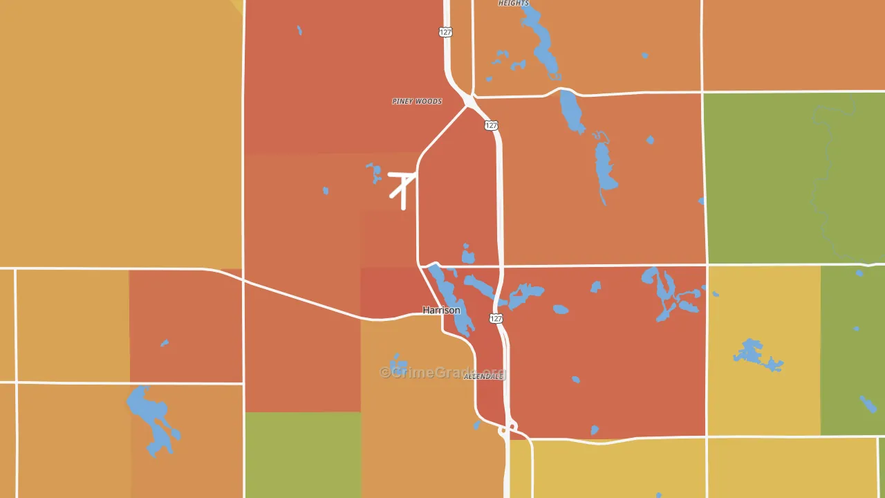 Harrison, MI Map of Burglary Rates