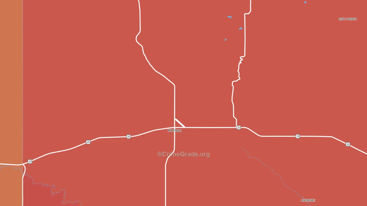 Harrison, NE Map of Burglary Rates