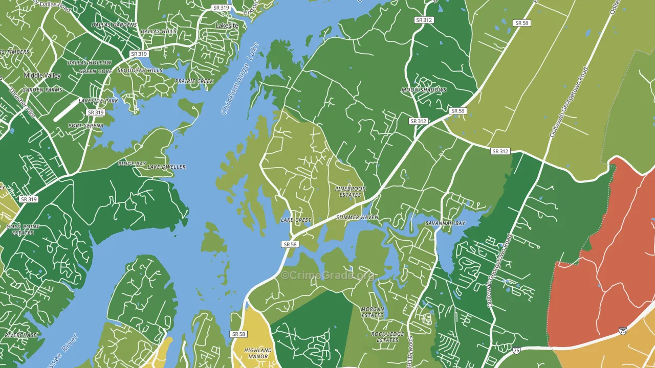 Harrison, TN Map of Burglary Rates