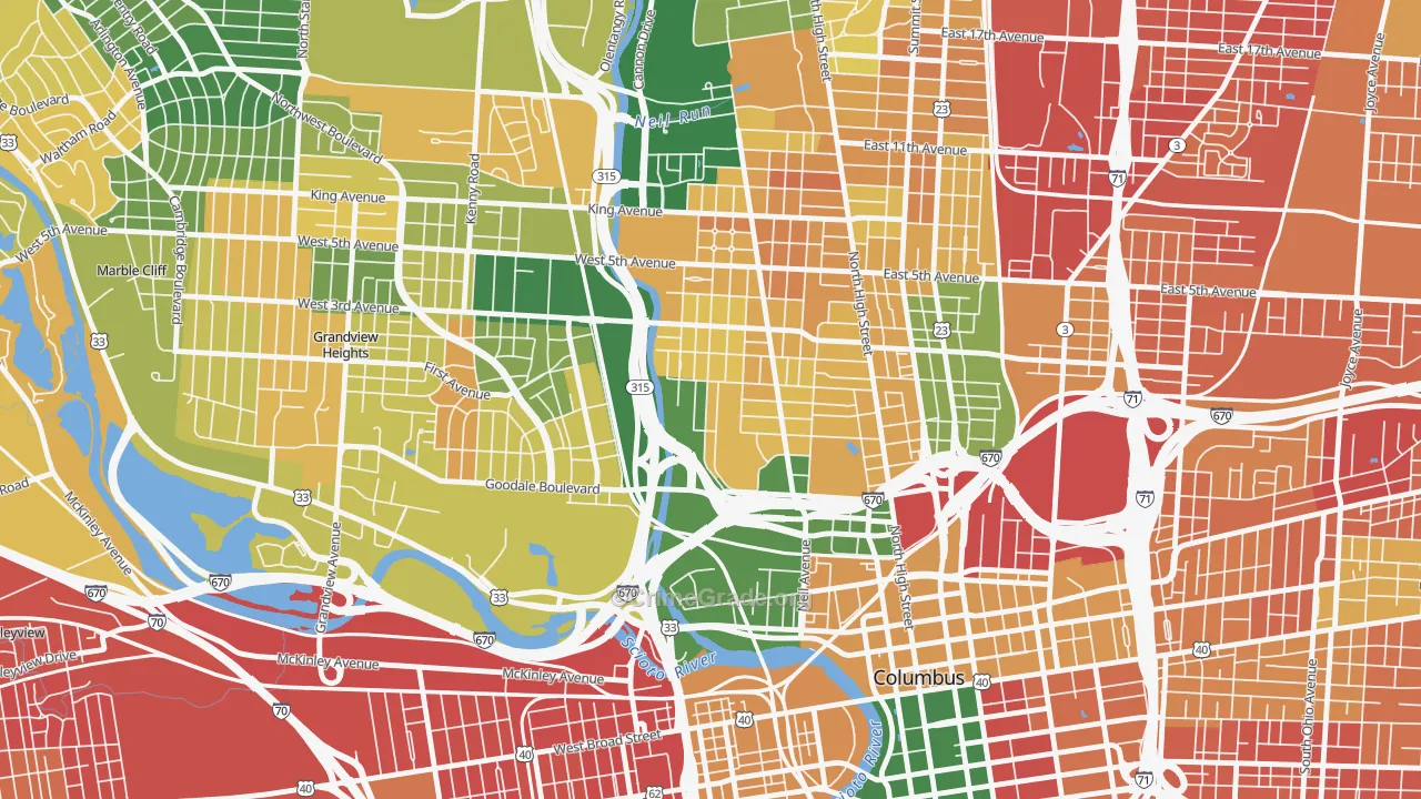 Harrison West, Columbus, OH Map of Burglary Rates