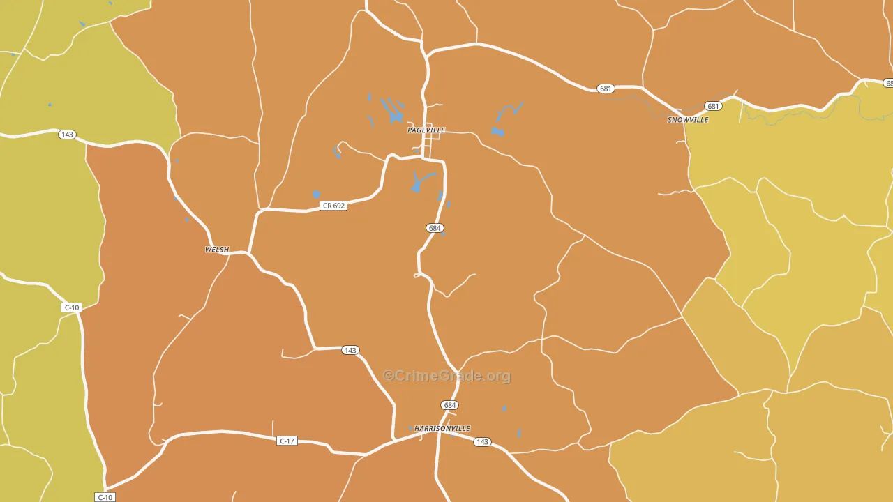 Harrisonville, OH Map of Burglary Rates
