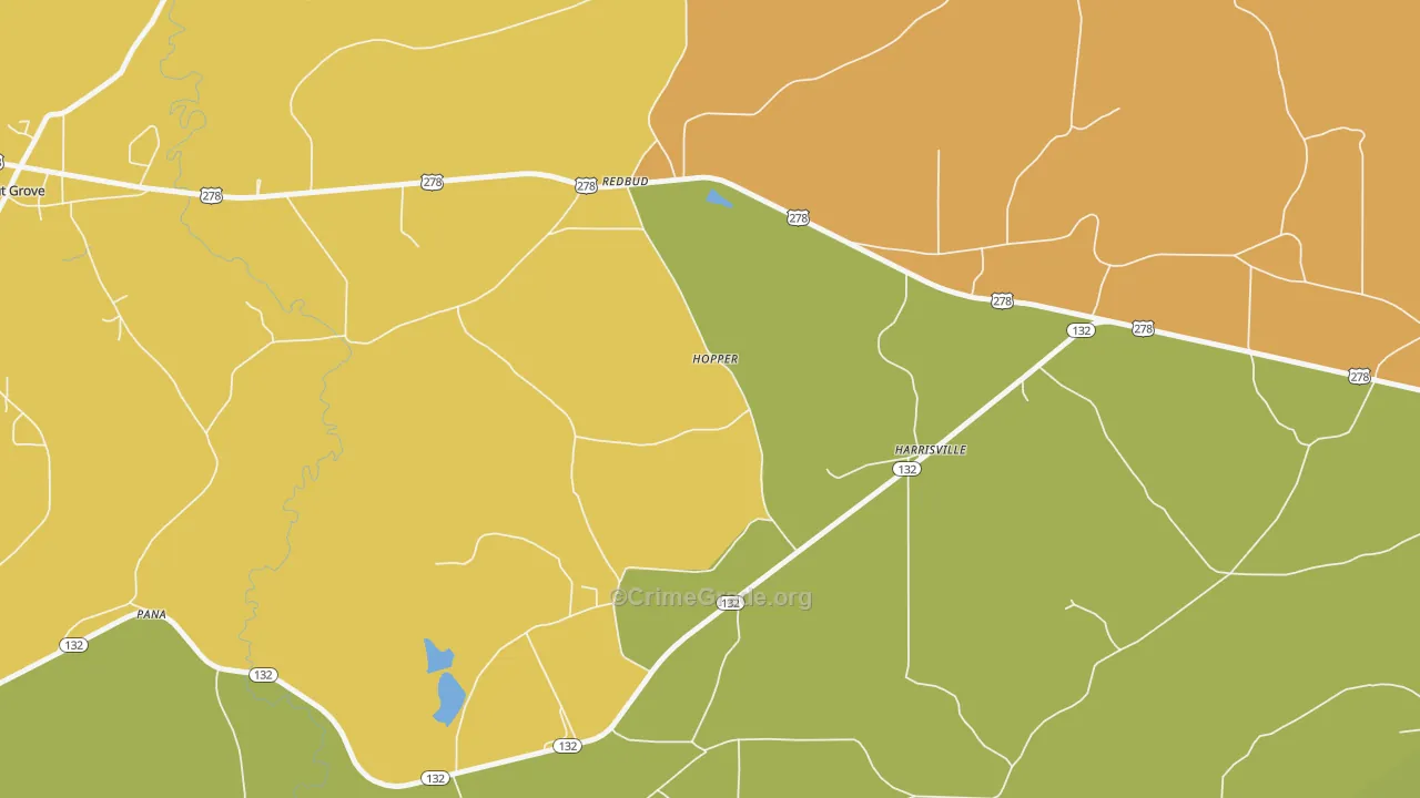 Harrisville, AL Map of Burglary Rates