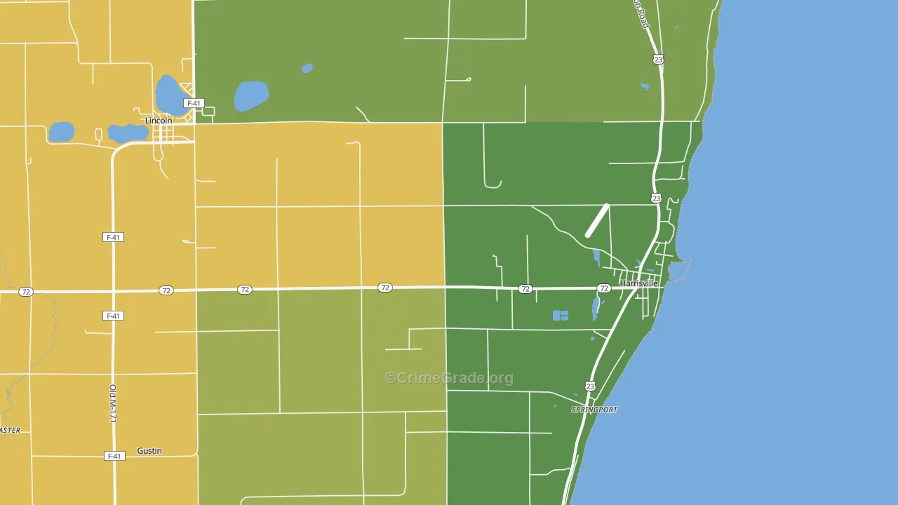 Harrisville, MI Map of Burglary Rates