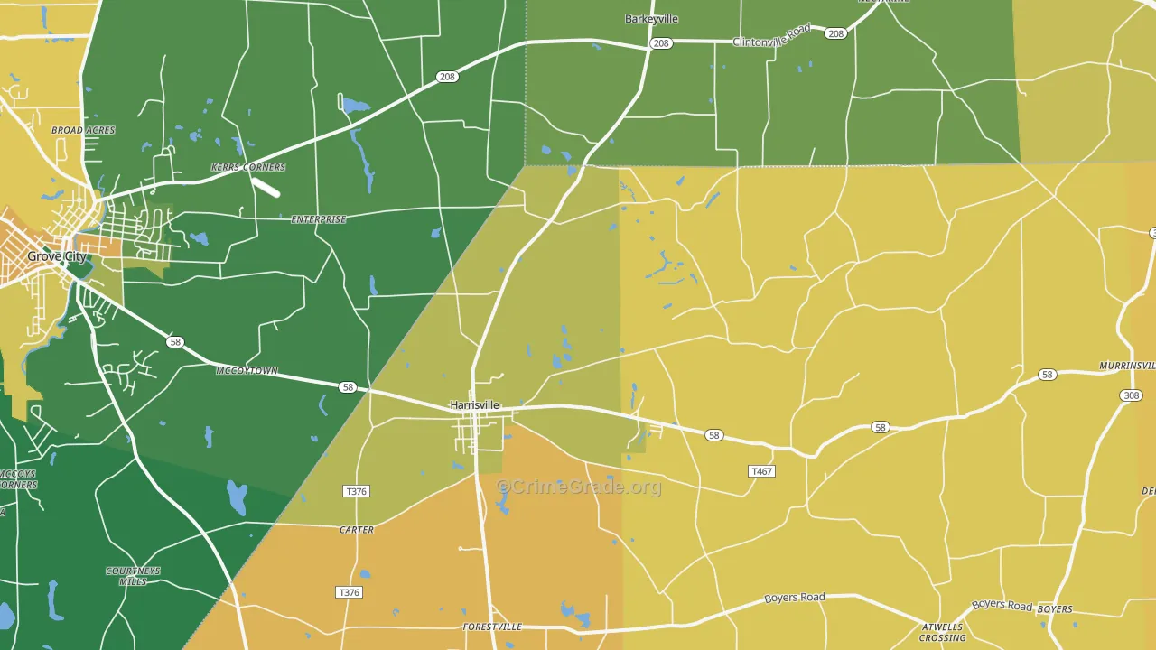 Harrisville, PA Map of Burglary Rates