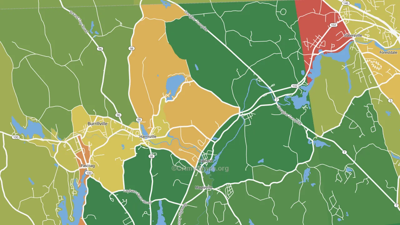 Harrisville, RI Map of Burglary Rates