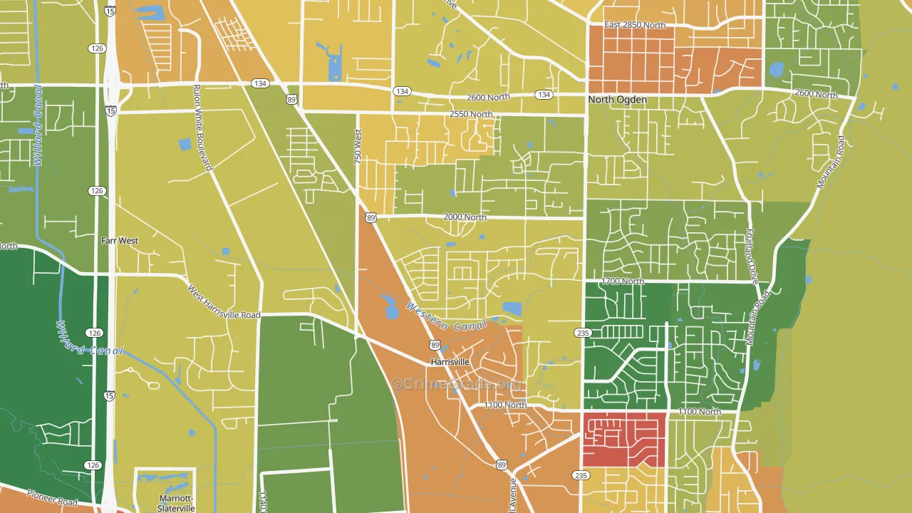 Harrisville, UT Map of Burglary Rates