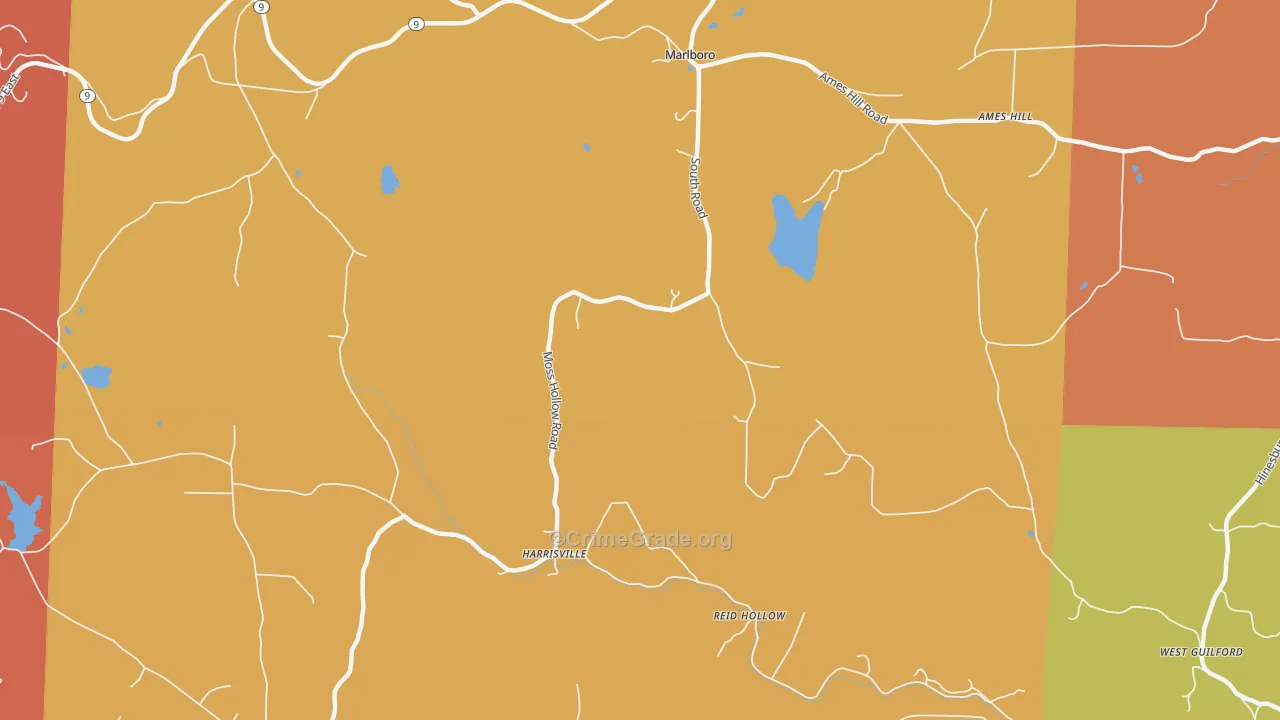 Harrisville, VT Map of Burglary Rates