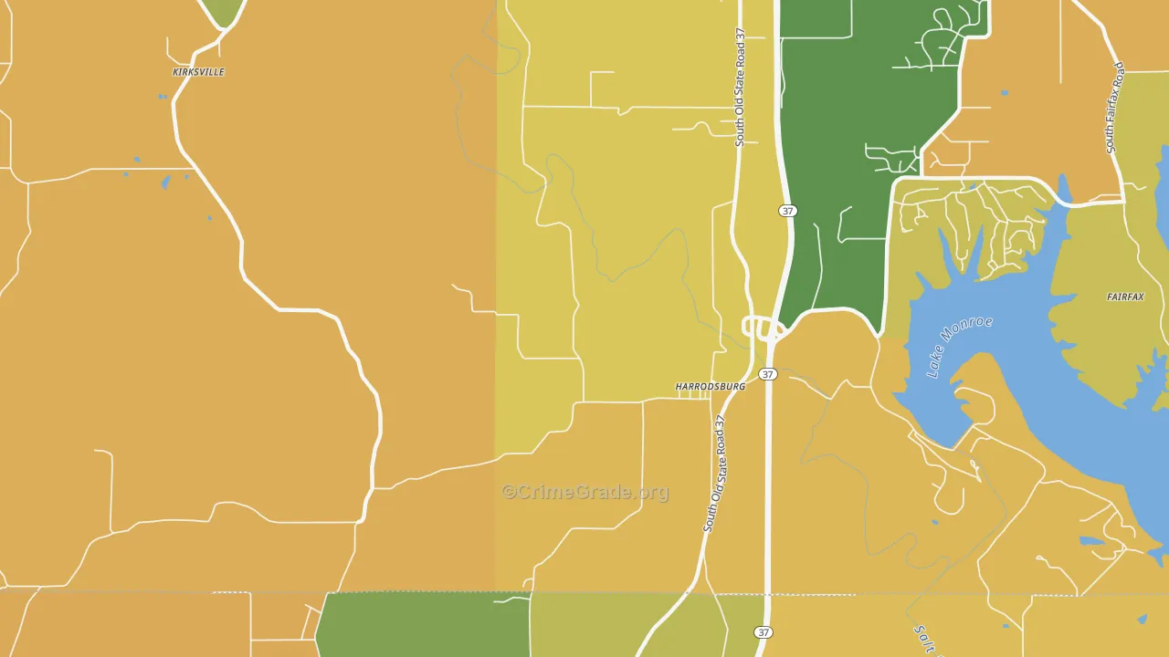 Harrodsburg, IN Map of Burglary Rates