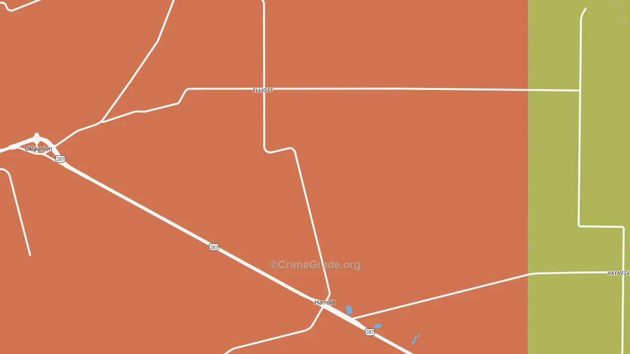 Harrold, TX Map of Burglary Rates