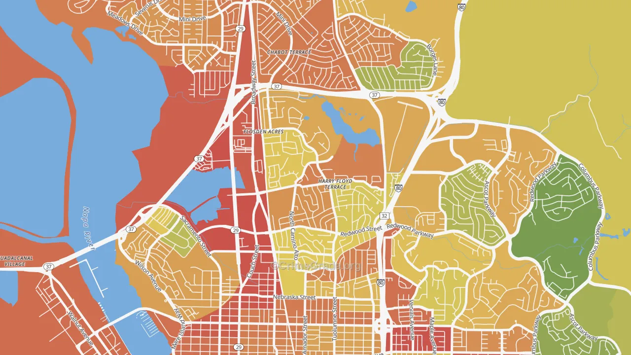 Harry Floyd Terrace, Vallejo, CA Map of Burglary Rates