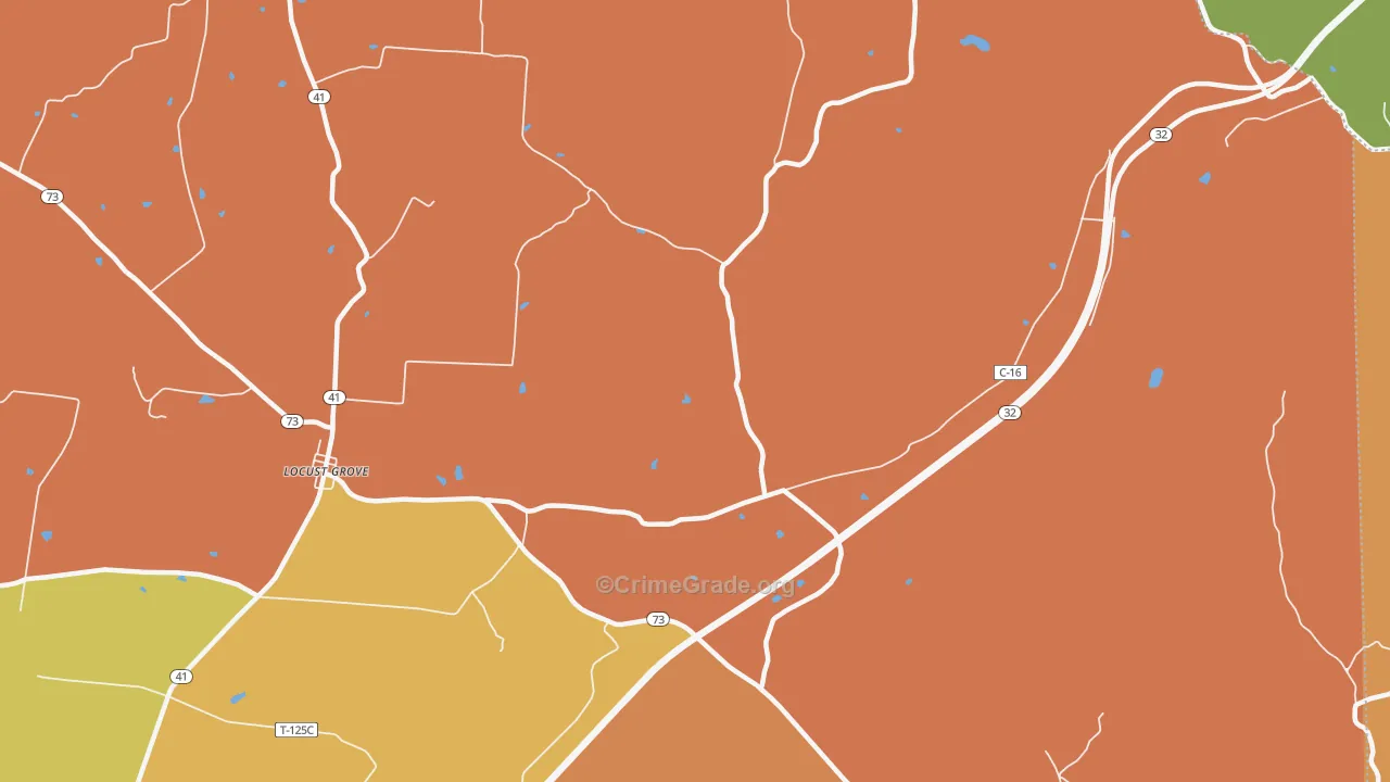 Harshasville, OH Map of Burglary Rates
