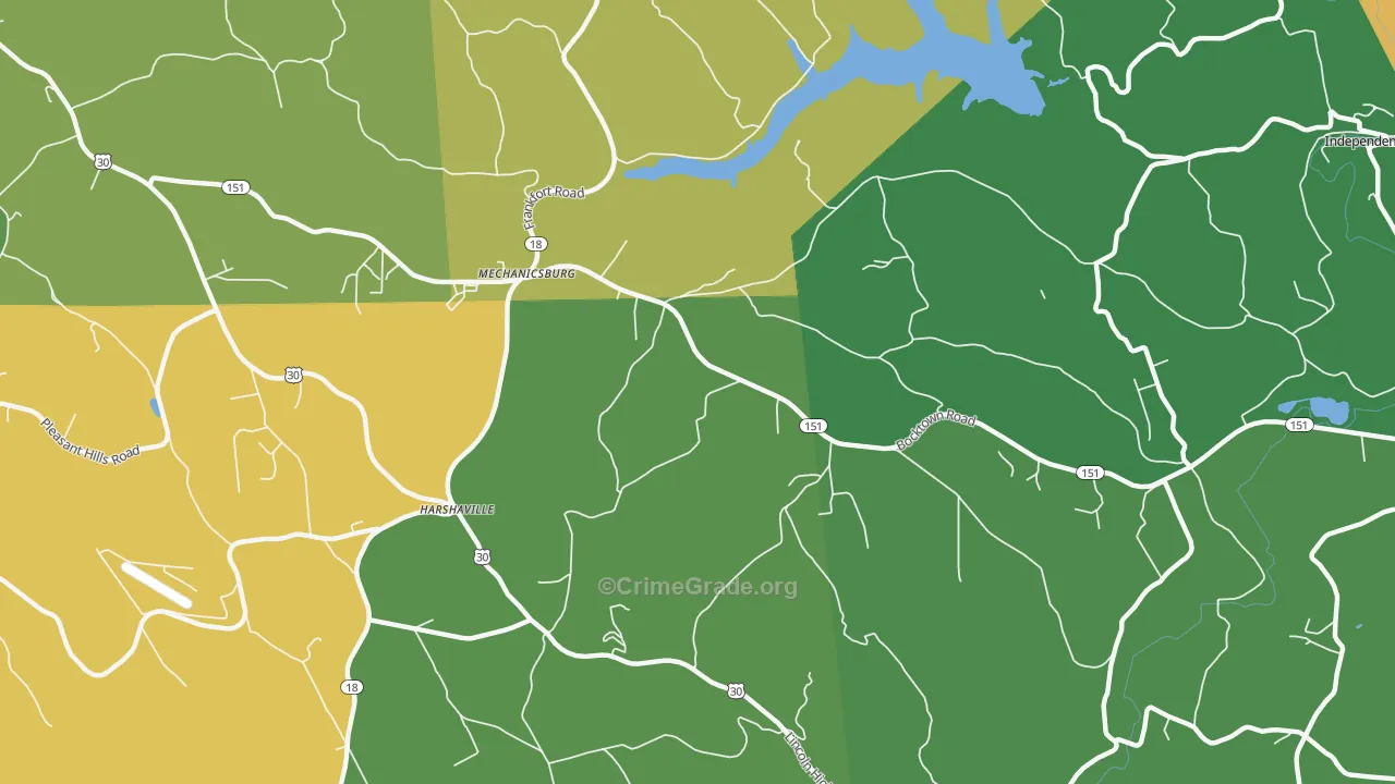 Harshaville, PA Map of Burglary Rates