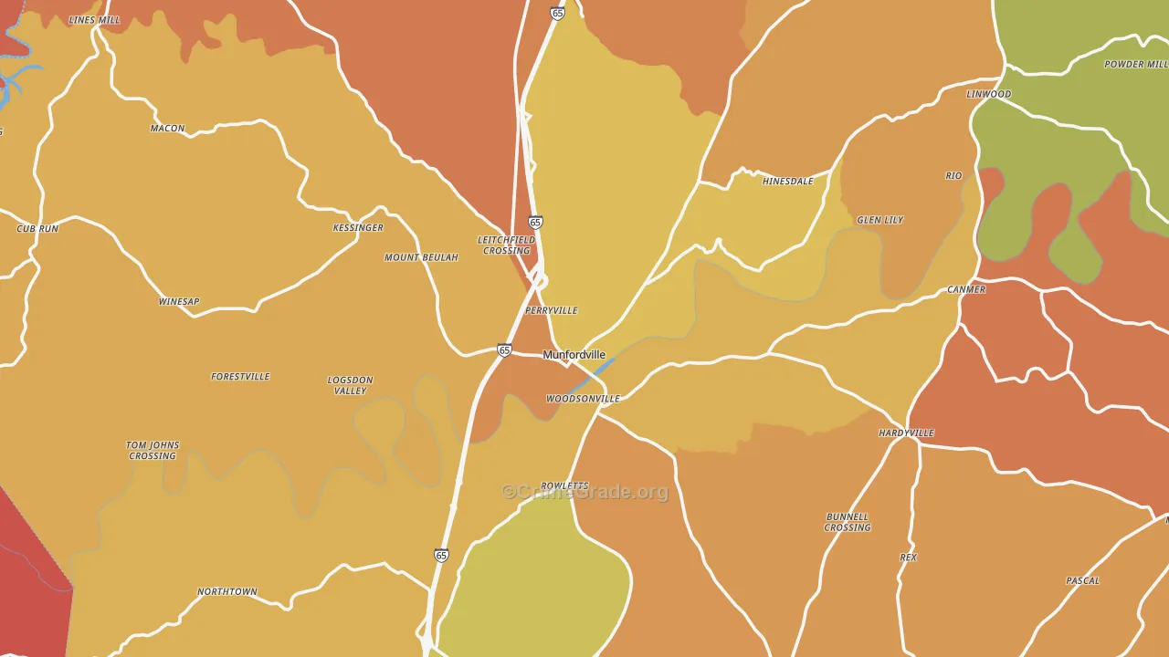 Hart County, KY Map of Burglary Rates