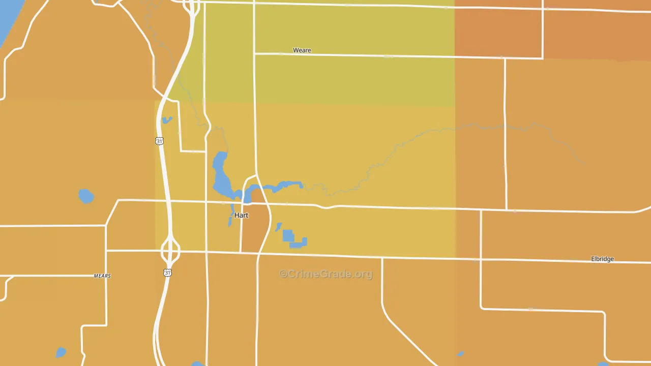 Hart, MI Map of Burglary Rates
