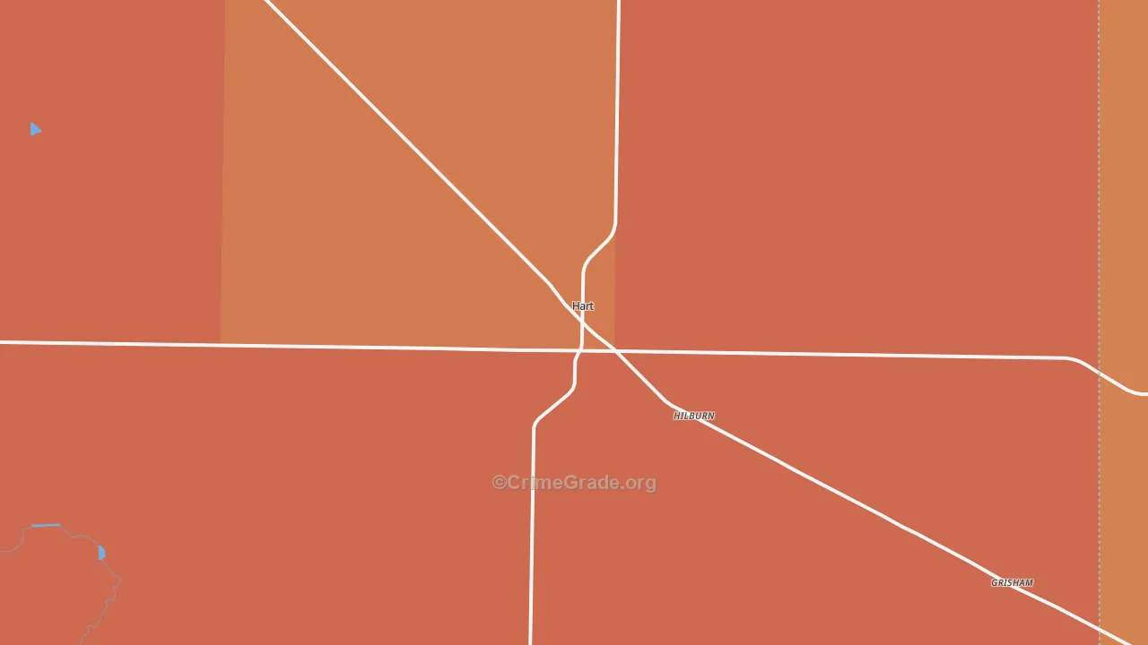 Hart, TX Map of Burglary Rates