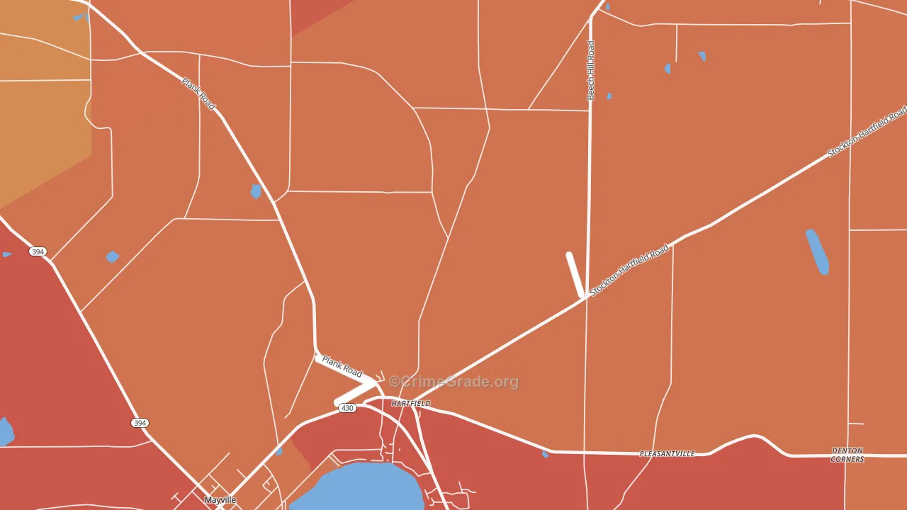 Hartfield, NY Map of Burglary Rates