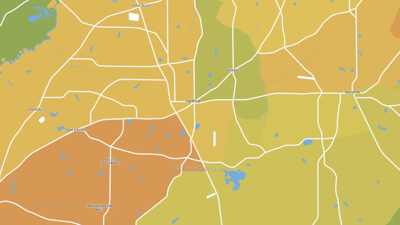 Hartford, AL Map of Burglary Rates