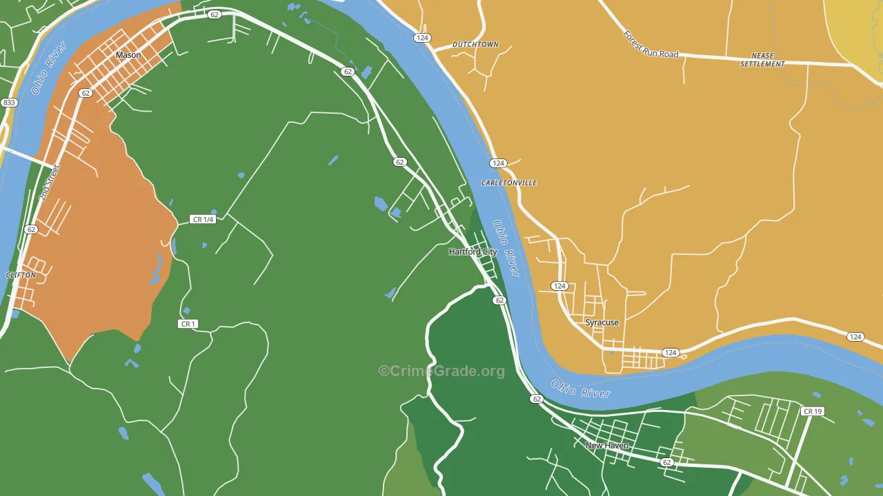 Hartford City, WV Map of Burglary Rates