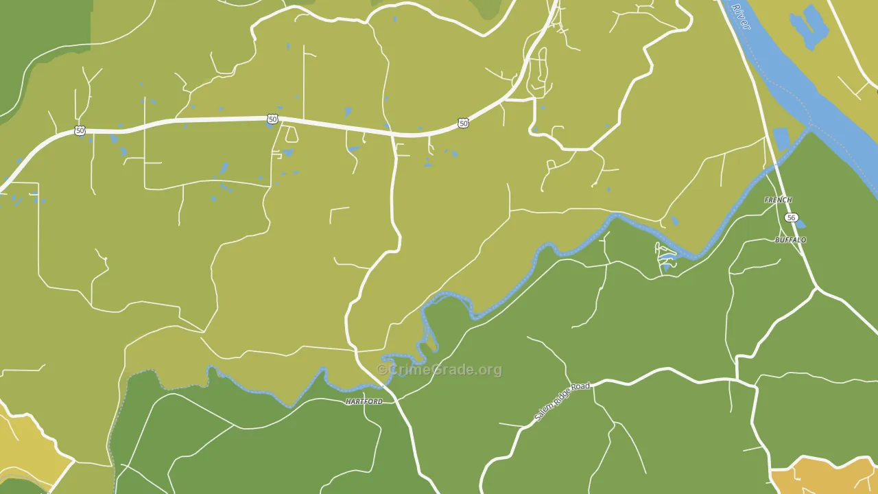 Hartford, IN Map of Burglary Rates