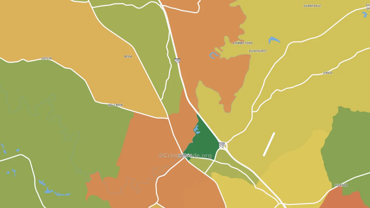 Hartford, KY Map of Burglary Rates