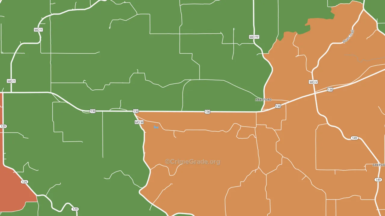 Hartford, MO Map of Burglary Rates