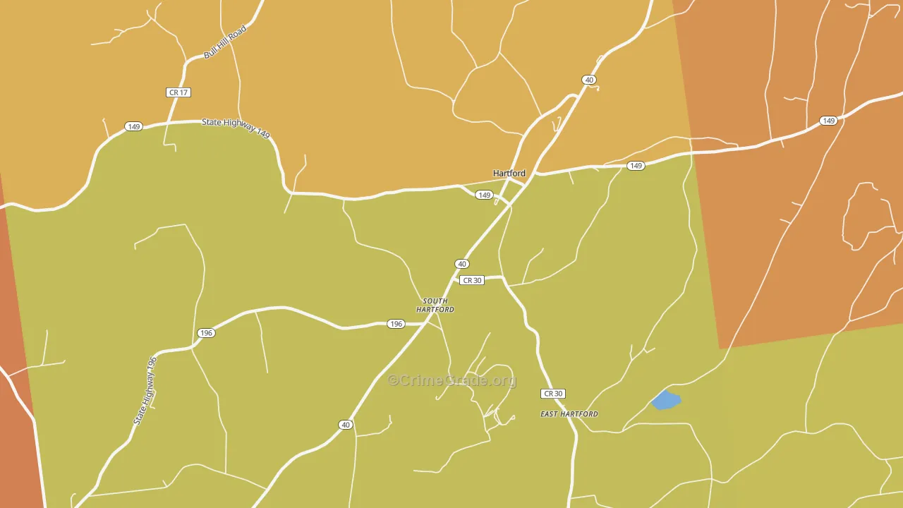 Hartford, NY Map of Burglary Rates