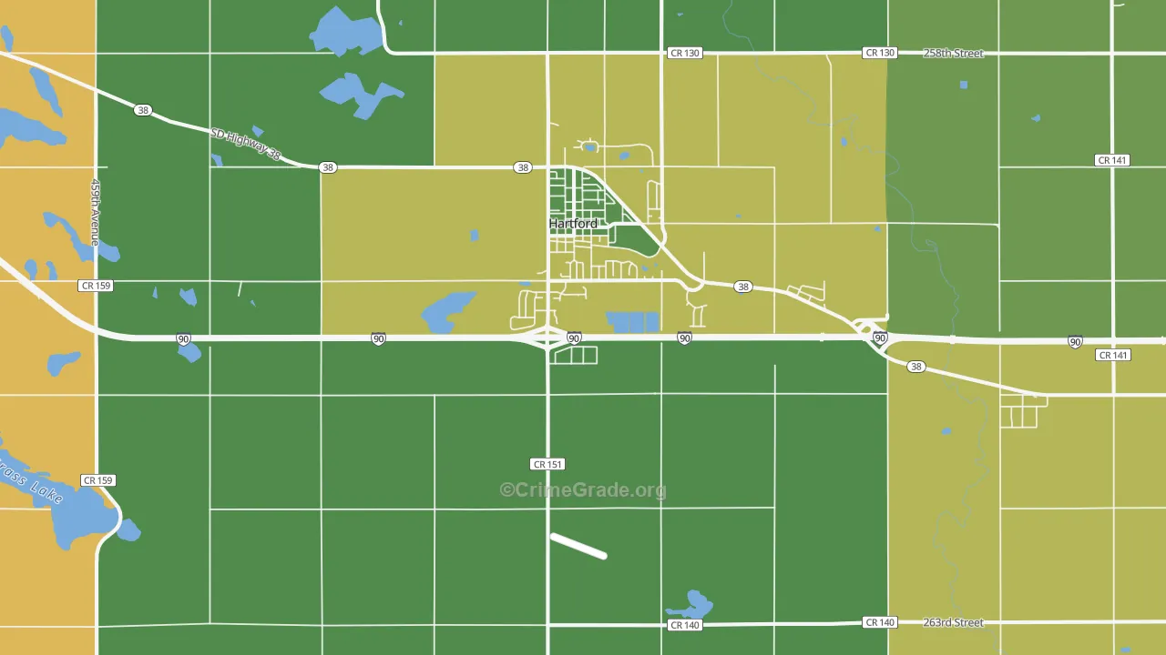 Hartford, SD Map of Burglary Rates