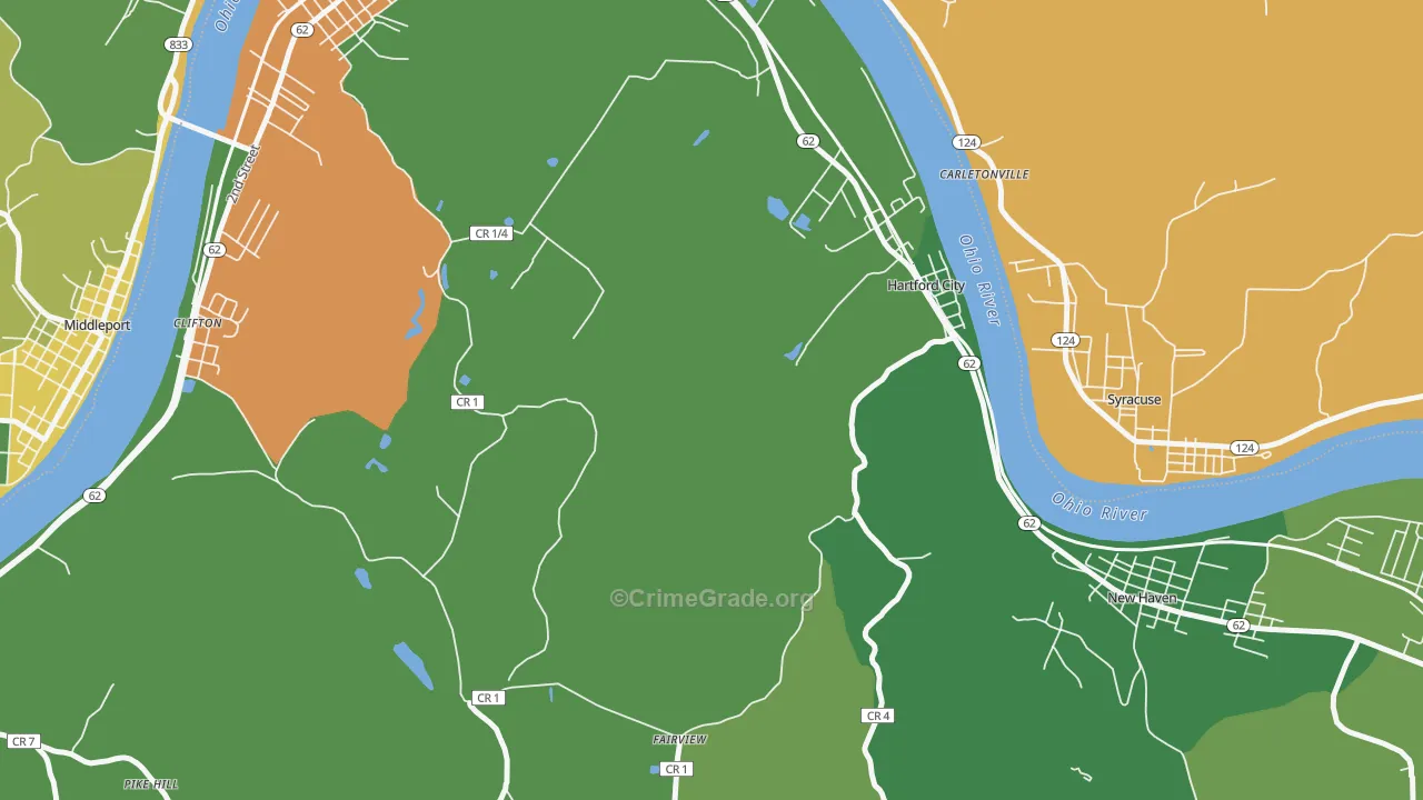 Hartford, WV Map of Burglary Rates