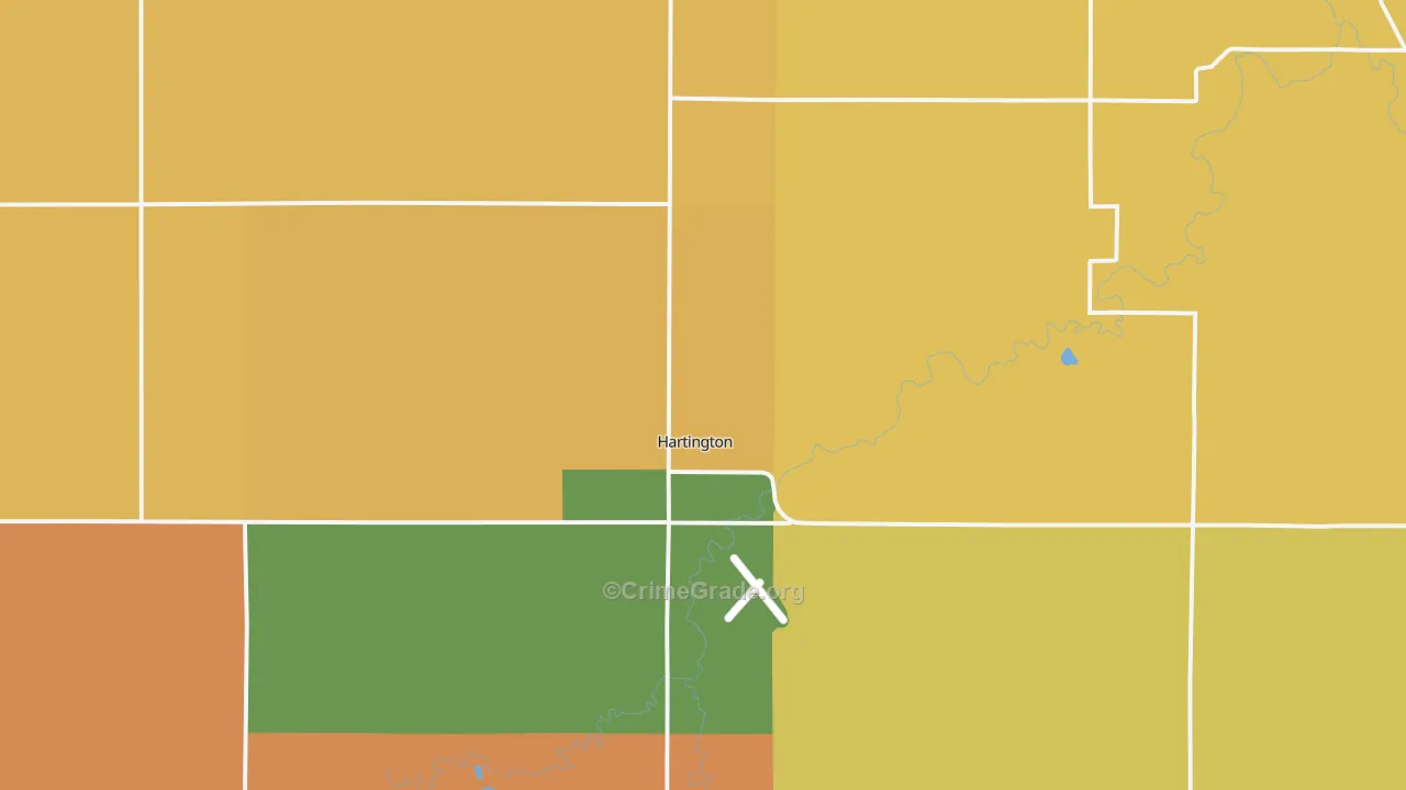 Hartington, NE Map of Burglary Rates