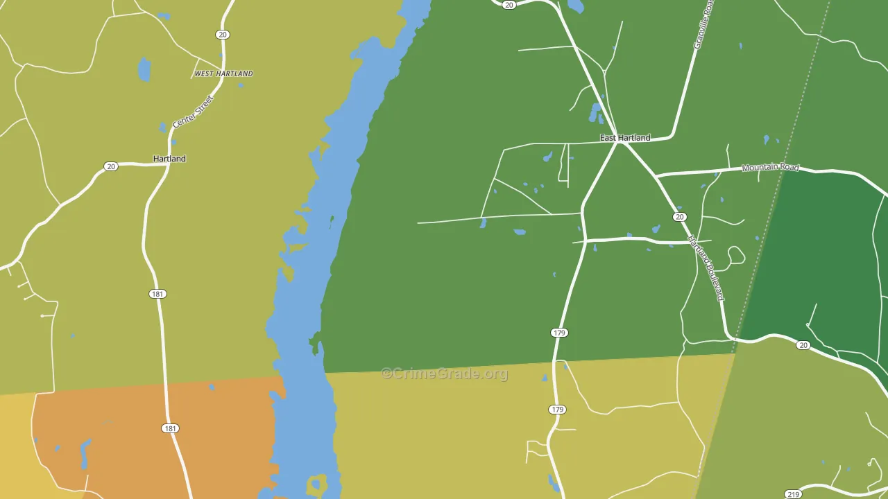 Hartland, CT Map of Burglary Rates