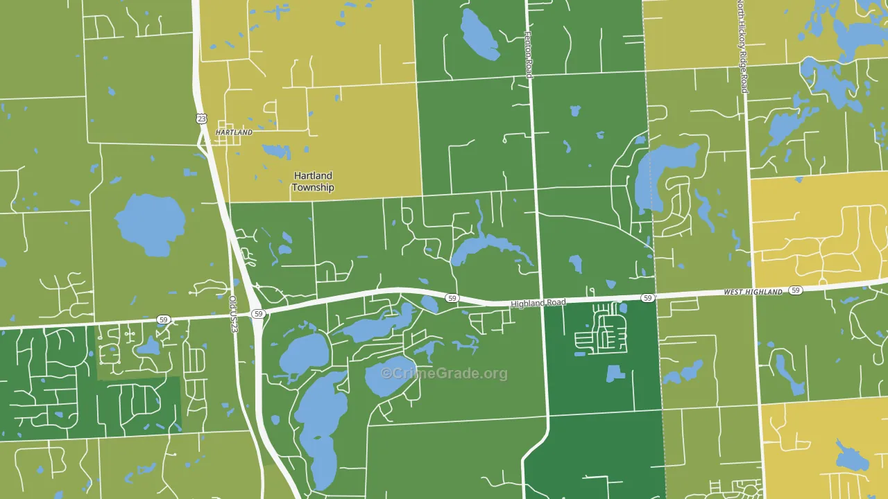 Hartland, MI Map of Burglary Rates