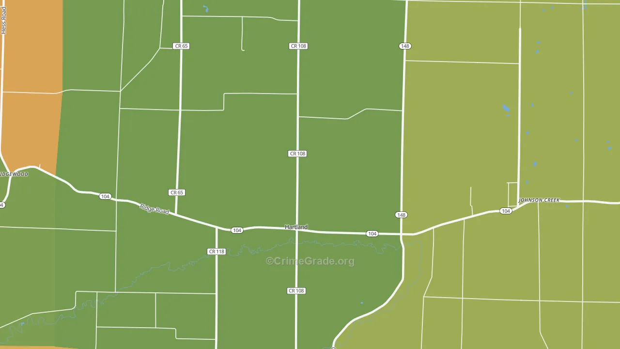 Hartland, NY Map of Burglary Rates