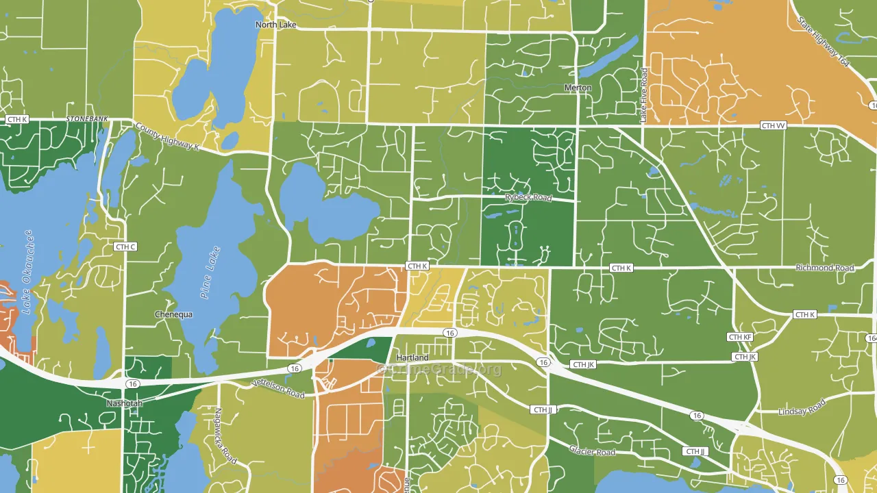 Hartland, WI Map of Burglary Rates