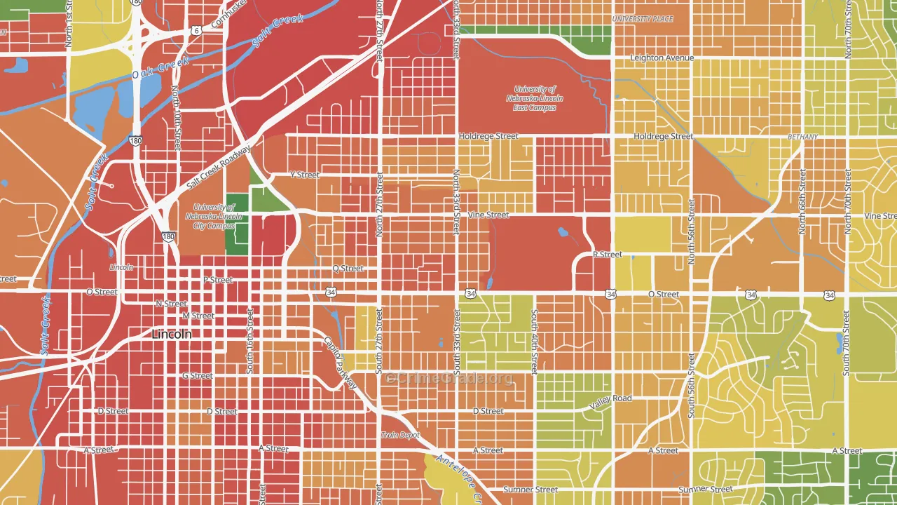 Hartley, Lincoln, NE Map of Burglary Rates