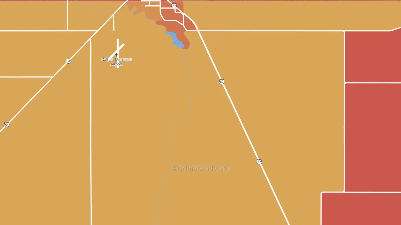 Hartley, TX Map of Burglary Rates