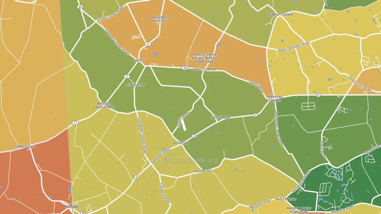 Hartly, DE Map of Burglary Rates