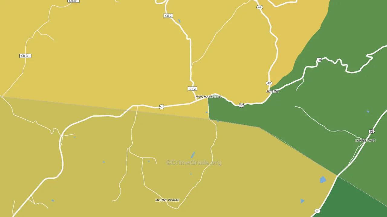 Hartmansville, WV Map of Burglary Rates