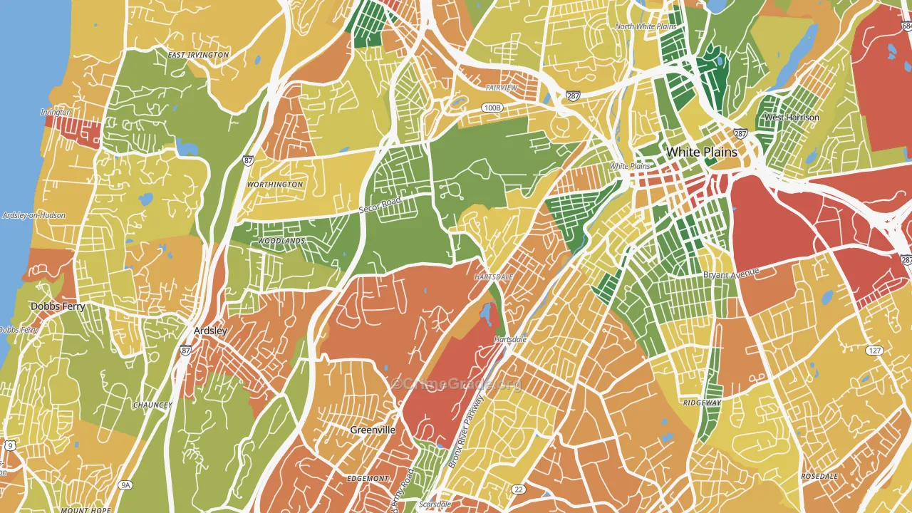 Hartsdale, NY Map of Burglary Rates
