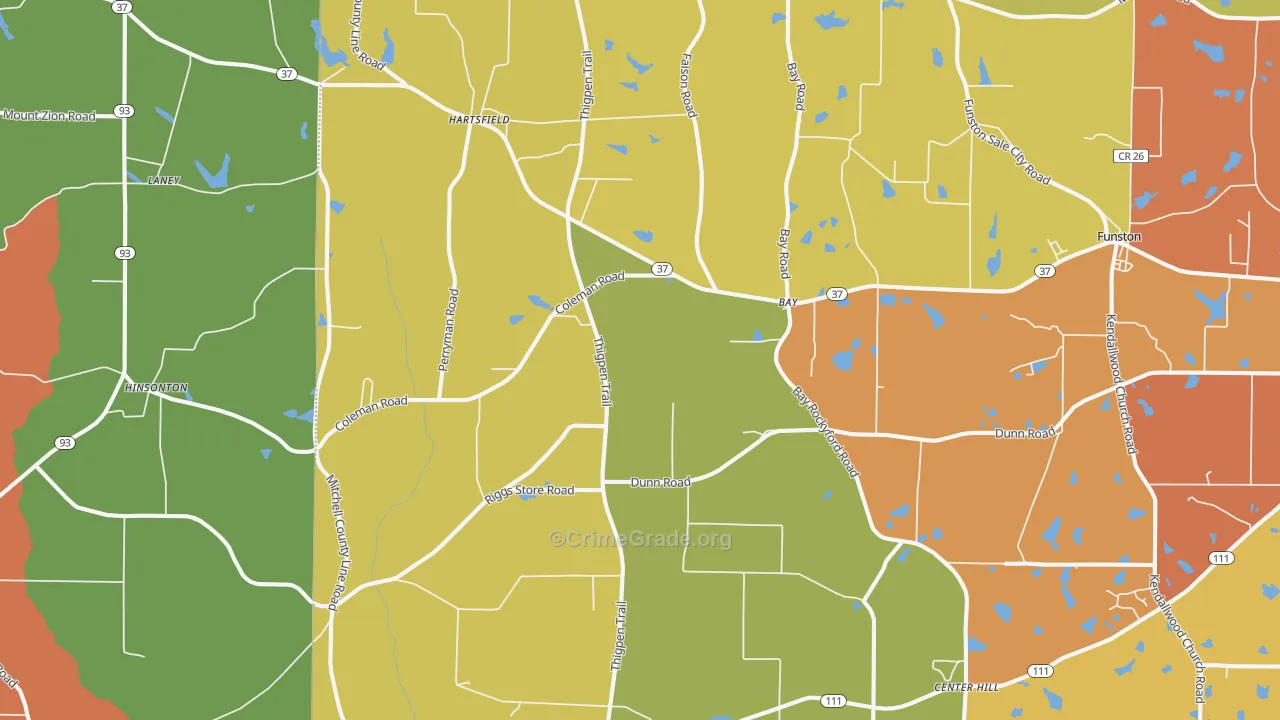 Hartsfield, GA Map of Burglary Rates