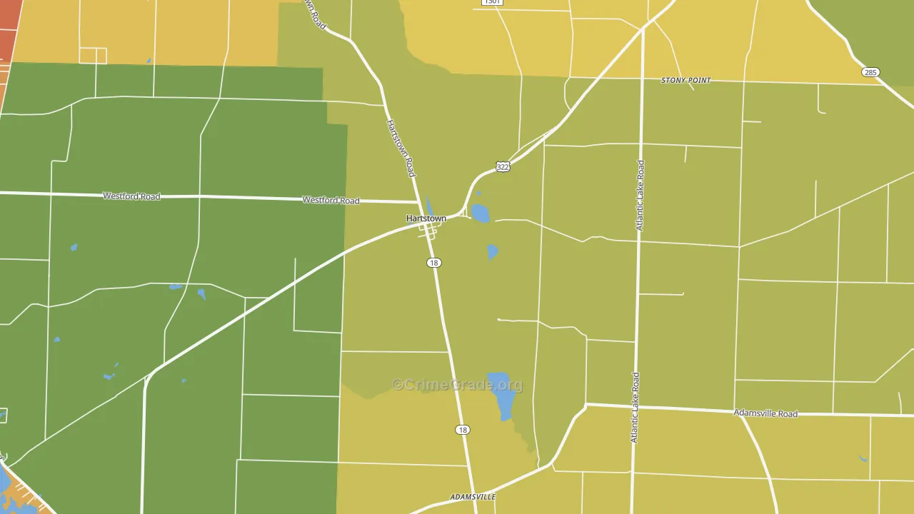 Hartstown, PA Map of Burglary Rates