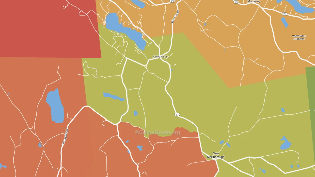 Hartsville, MA Map of Burglary Rates