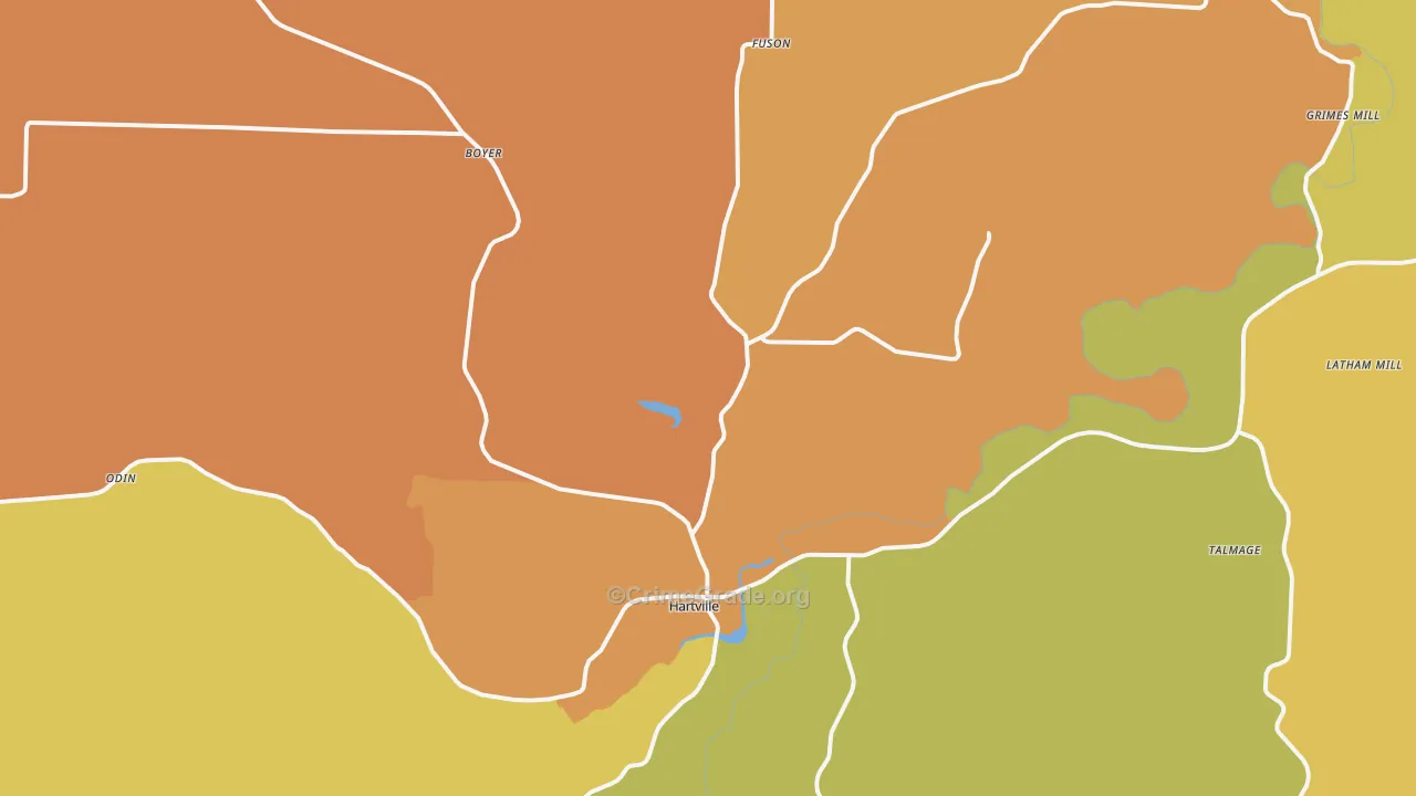 Hartville, MO Map of Burglary Rates