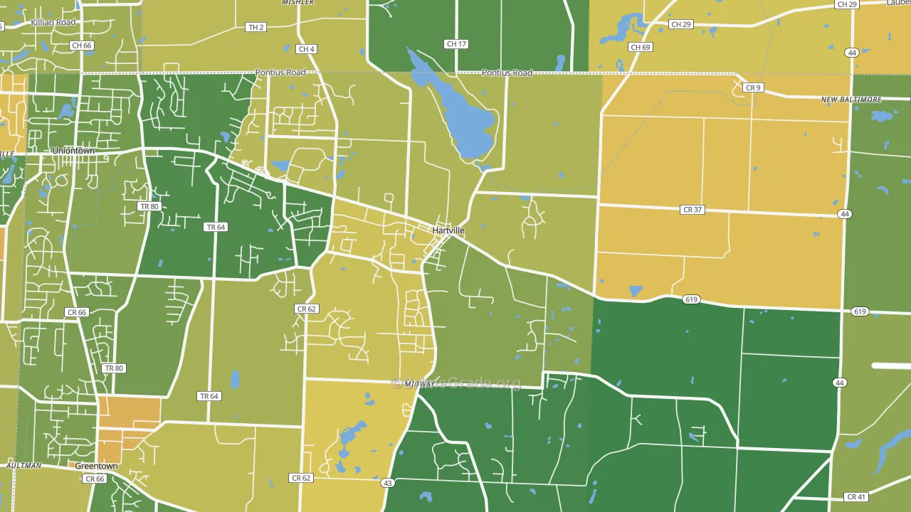 Hartville, OH Map of Burglary Rates