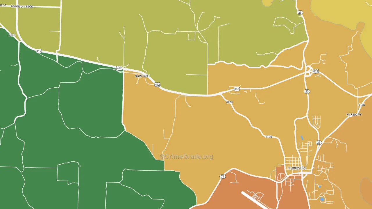 Hartwell, AR Map of Burglary Rates