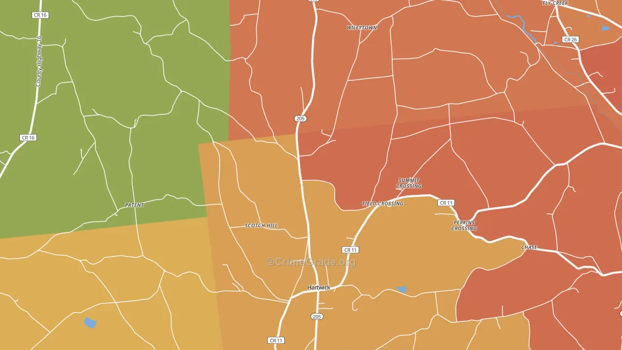 Hartwick, NY Map of Burglary Rates