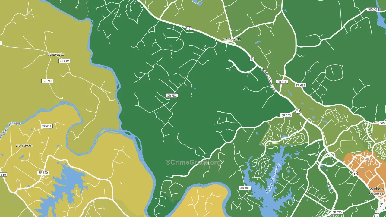 Hartwood, VA Map of Burglary Rates