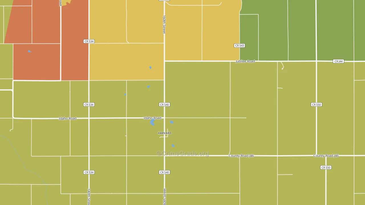 Harvard, IA Map of Burglary Rates