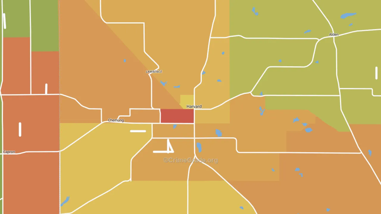 Harvard, IL Map of Burglary Rates